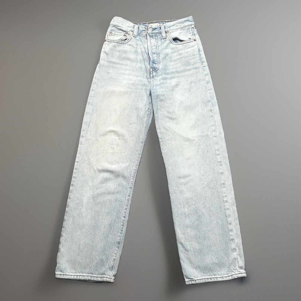 Levi's Premium Ribcage Straight Ankle Jeans 25x27 Light Wash Button Fly